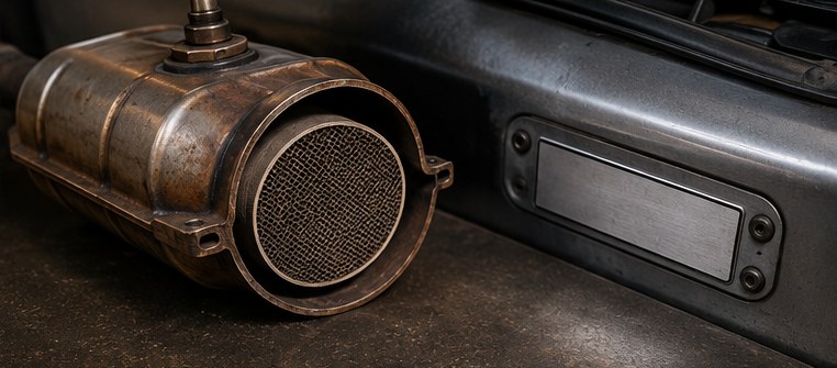 Catalytic converter next to vehicle VIN plate — documentation required by state scrap dealer laws